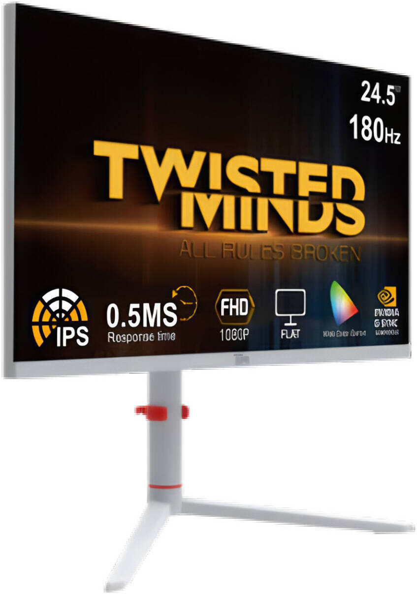 Twisted Minds Frost Series 24" FHD, 180HZ, 0.5MS, Fast IPS, HDMI 2.1 Gaming Monitor - White - TMA24FHD180IPS