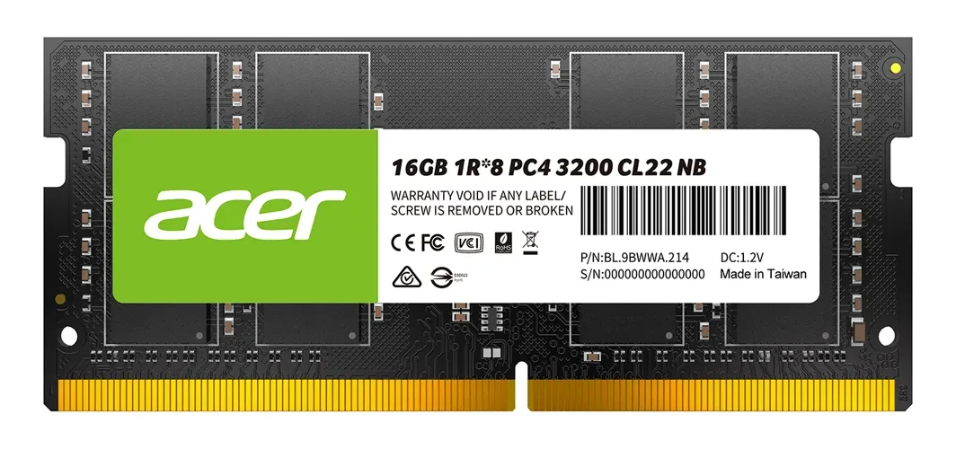 ACER RAM SD100 16GB 3200mhz DDR4 Cl22 NB LAPTOP RAM BL.9BWWA.214