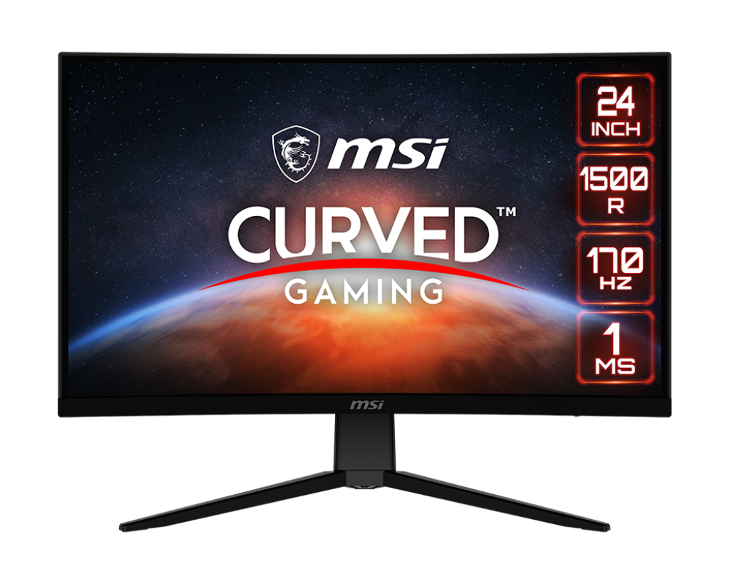 MSI G242C 23.6" 1920 x 1080 (FHD) VA 170Hz 1ms HDMI 2.0b \ DP 1.2a Curved Gaming Monitor With Adaptive Sync - Black