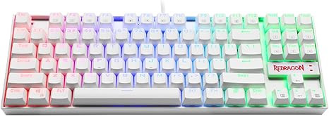 Redragon K552W-RGB-1 KUMARA Mechanical Gaming Keyboard, LED Gaming Keyboard with BLUE Switches, 87 Full Anti-ghosting Keys, - WHITE