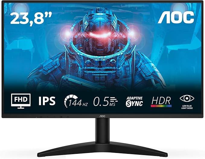 AOC 24B36X Gaming Monitor , 144Hz, IPS , 0.5ms MPRT , Adaptive Sync, HDR10 , SRGB 128.4%(FHD 1920x1080) Black