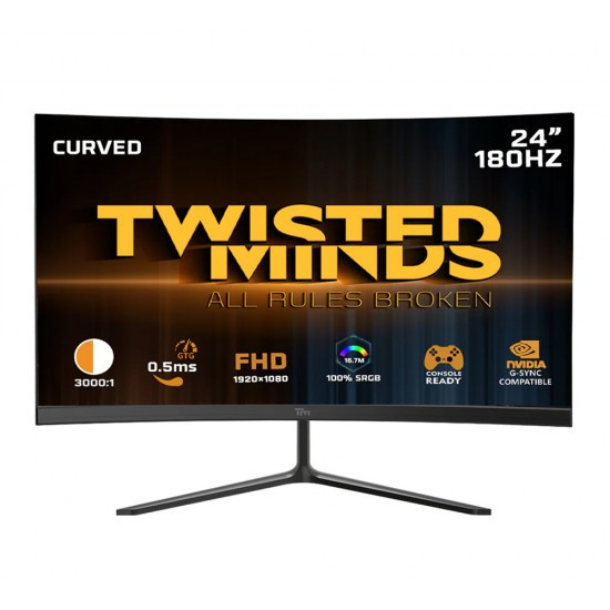 Twisted Minds 24" Curved FHD 180HZ, IPS, 0.5 MS, HDMI 2.1 Gaming Monitor - TMC24F180VA