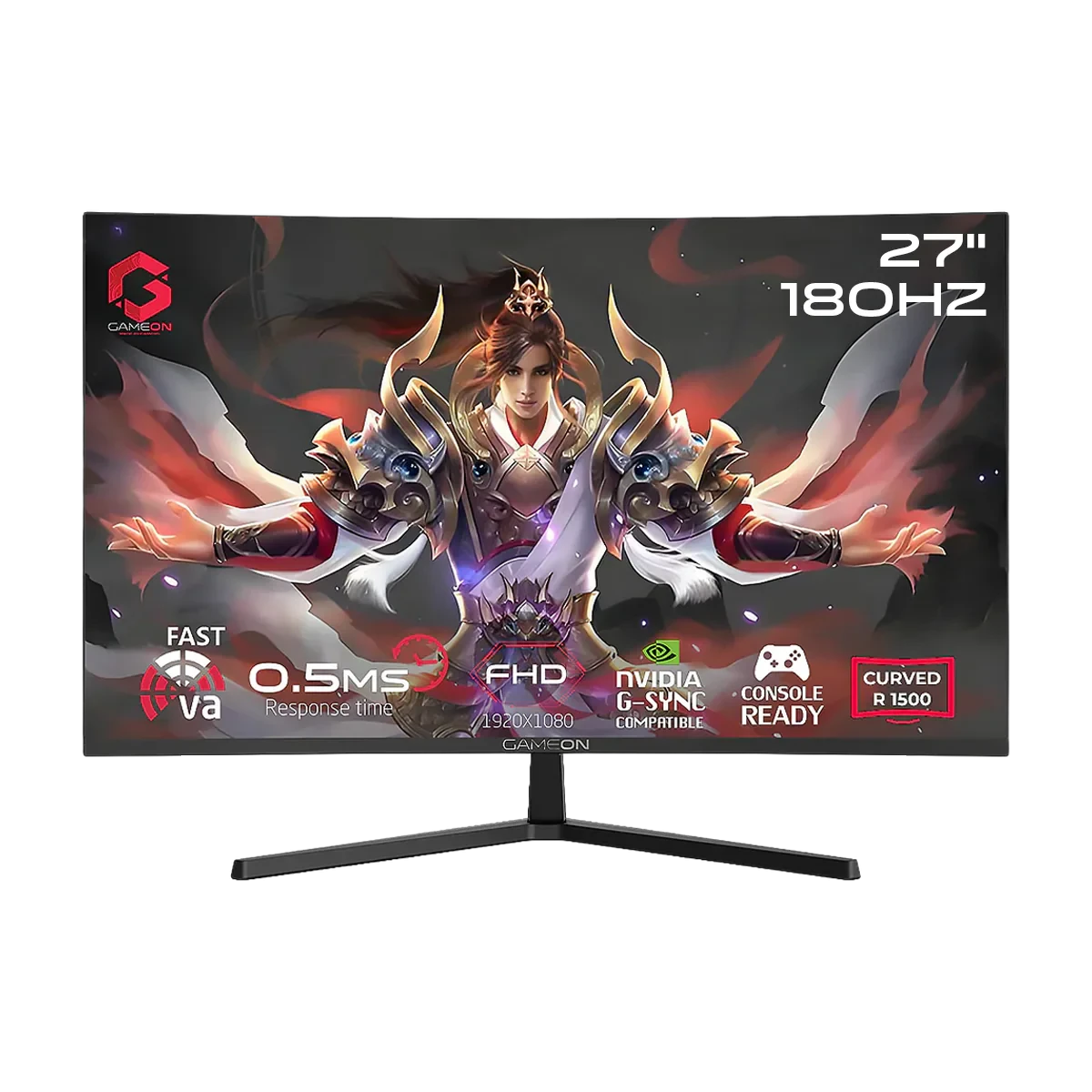 GAMEON GC27F180VA Pro Series 27" FHD , 180Hz , 0.5ms , HDMI 2.1 , Fast VA Panel Curved Gaming Monitor 1500R 16:9 (Supports PS5) - Black