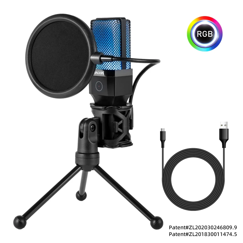 Redragon Adne GM212 Streaming Microphone (Polar Pattern: Cardioid Connectivity: USB Stand: Adjustable and sturdy Volume Control: Yes, built-in knob Setup: Plug and play, no drivers needed Design: Comp