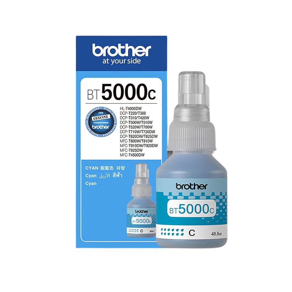 BROTHER Genuine BT5000C Ultra High Yield Yield Cyan Ink Bottle for Ink Tank Printers