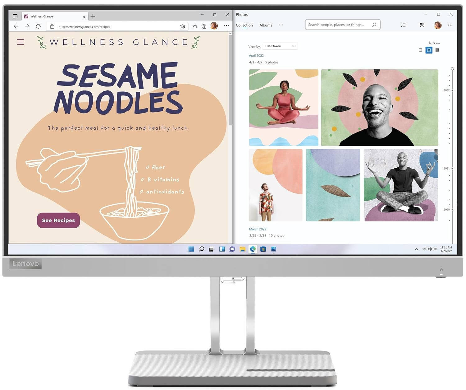 Lenovo L-Series L22e-40 (21.45 inch) FHD Ultraslim Monitor |16.7 Mn Colors, 75Hz, 4ms, AMD FreeSync, HDMI, TUV Eye Comfort & Low Blue Light