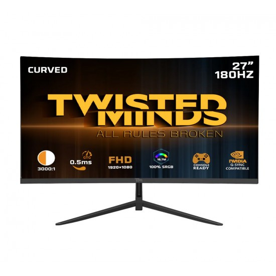 Twisted Minds 27" Curved 0.5ms 180HZ, IPS, 0.5 MS, HDMI 2.1 Gaming Monitor - TMC27F180VA