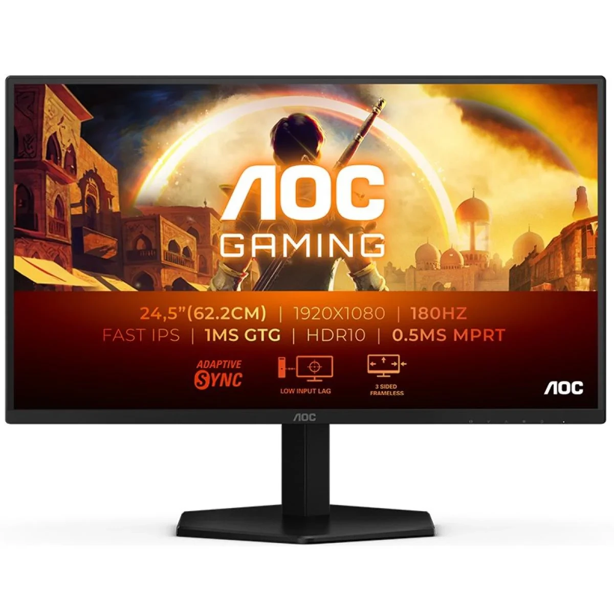 AOC MONITOR 25G42E 24.5" .05MS Fast IPS Full HD 180Hz HDR10 Adaptive-Sync HDMI 2.0 & DisplayPort
