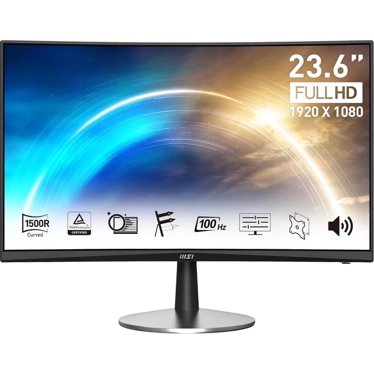 Monitor MSI PRO MP2422C 24-inch FHD, Frequency 100Hz VA, Curve 1500R, Built-In Speaker Black