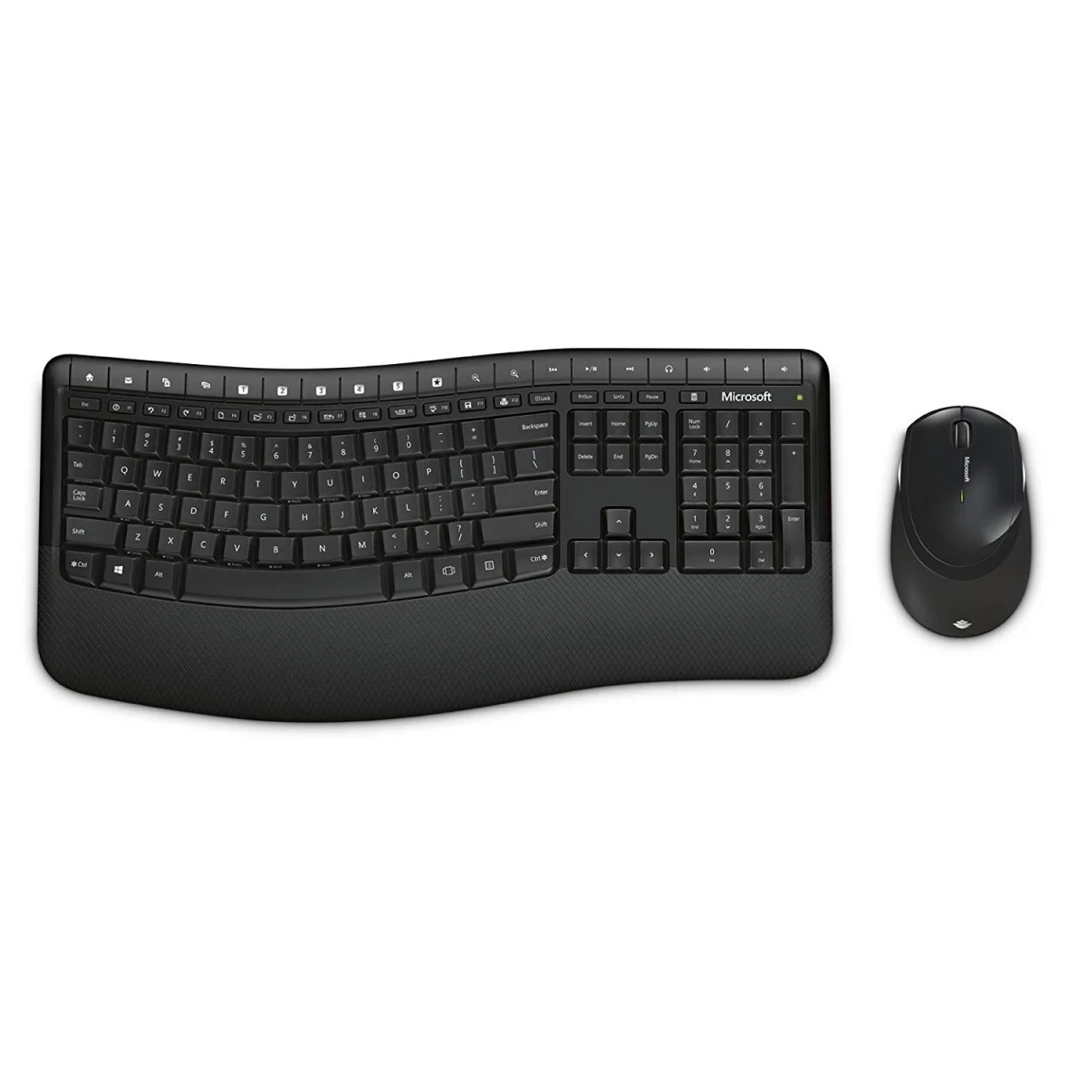 Microsoft Wireless Comfort 5050 Desktop Keyboard and Mouse Kit, Advanced Encryption Standard, Ergonomist-approved comfort curve design - Black
