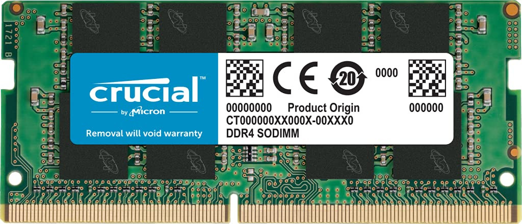 Crucial Basics 32GB DDR4 1.2v 3200Mhz CL22 SODIMM RAM Memory Module for Laptops and Notebooks, Green