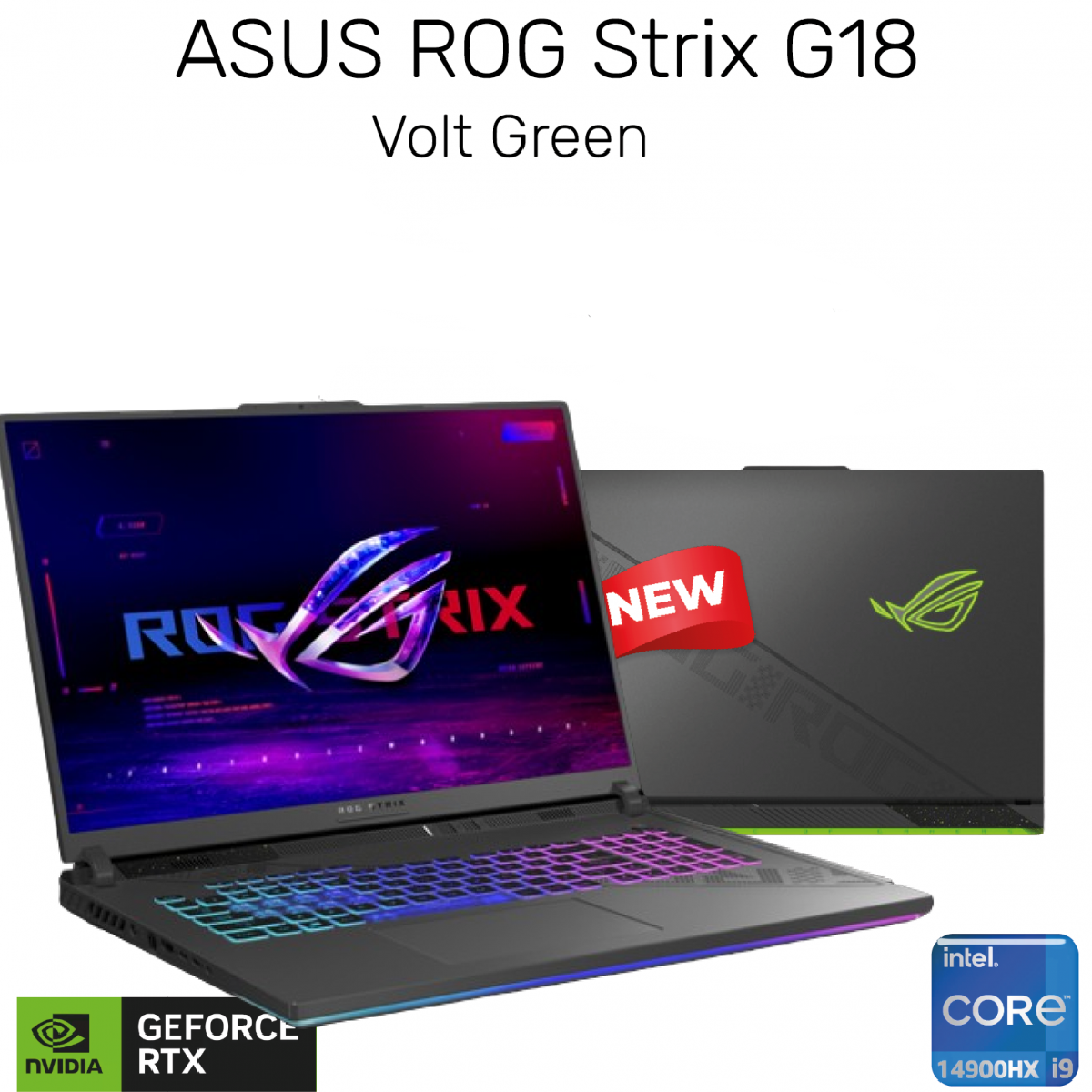 Laptop 2024 ASUS ROG Strix G18, Intel® Core™ i9-14900HX, RTX 4060, 18" 2.5K, 240Hz - VOLT GREEN | 14th Generation