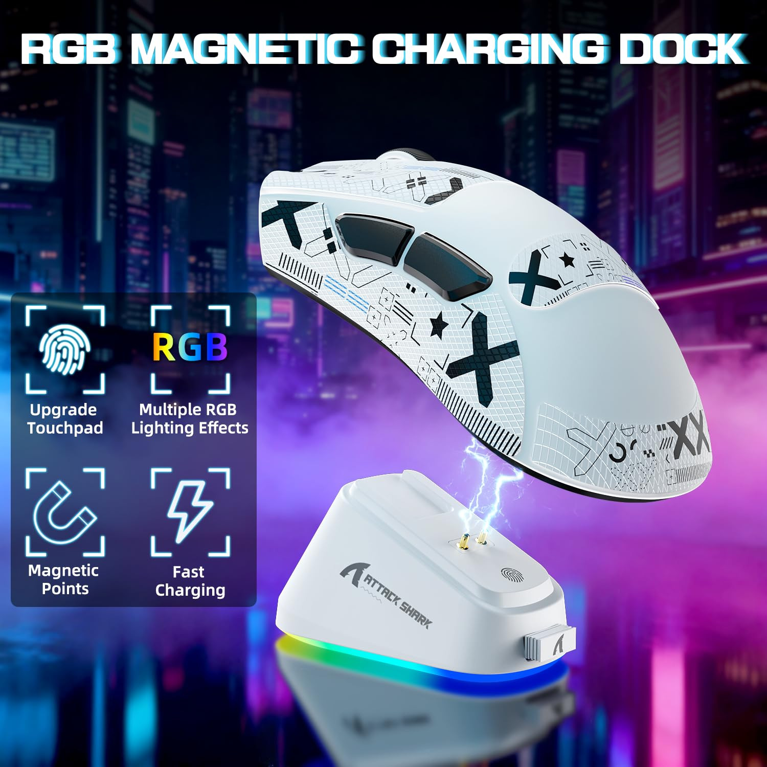 ATTACK SHARK V3PRO Ultra-Light Tri-Mode Gaming Mouse with Charging Dock