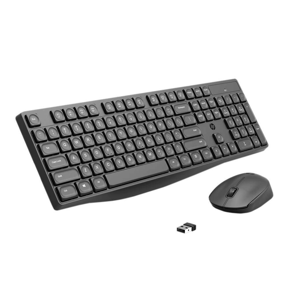 HP CS10 Wireless Keyboard Mouse Combo, 2.4 GHz Wireless Connection, Ergonomic Design, Energy and Electricity Saving, Plug and Play, Intelligent Dormancy, Drop Key Cap, 1600 dpi - Black