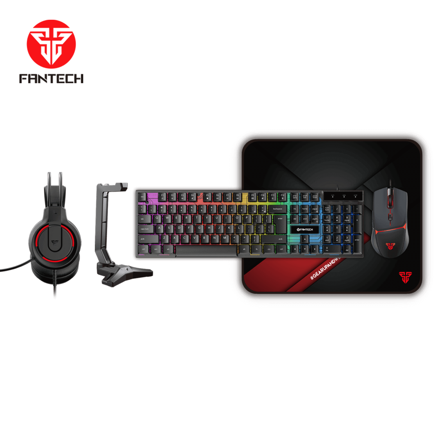 Fantech P51 5-In-1 Keyboard Combo With Mouse + Mousepad + Headset + Headset Stand
