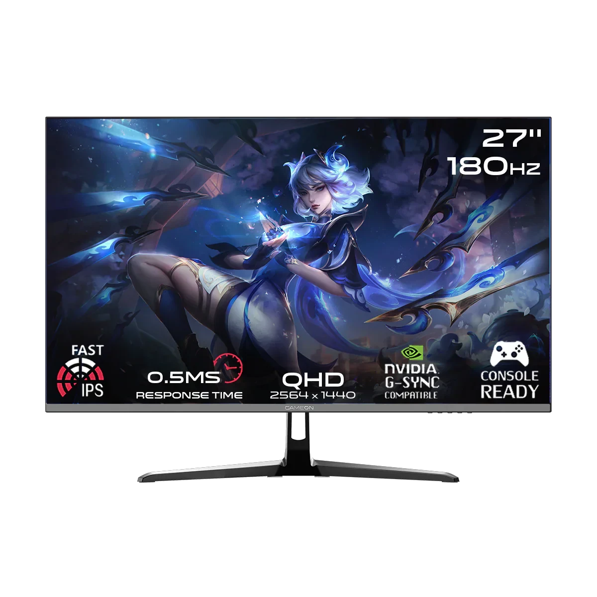 GAMEON GOPS27QHD , 180HZ , IPS , Pro Series 27"INC QHD, 0.5ms , HDMI 2.1 , Fast IPS Gaming Monitor (Supports PS5) - Black