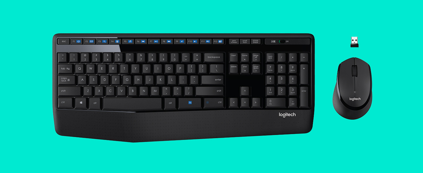 Logitech MK345 Wireless Combo Full-Sized Keyboard with Palm Rest and Comfortable Right-Handed Mouse, 2.4 GHz Wireless USB Receiver, Compatible with PC, Laptop,Black