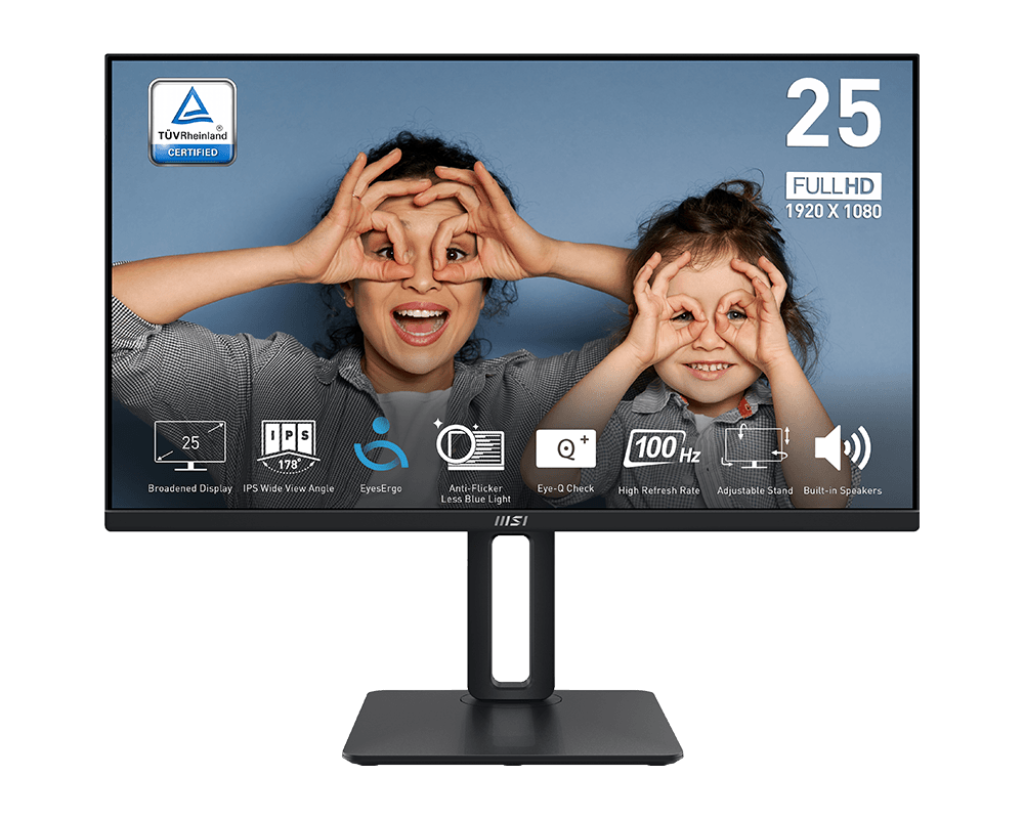 MSI PRO MP251P 24.5 inch Full HD Office Monitor IPS 1920 x 1080 100Hz Eye Screen Built-in Speaker 4 Positions HDMI 1.4b D-Sub (VGA) [Energy Class E]