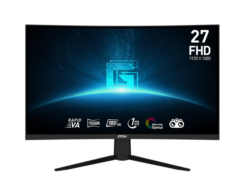 MSI Full HD Non-Glare 1ms 1920 x 1080 180Hz Refresh Rate Resolution Free Sync 27" Curved Gaming Monitor (G27C3F) - Black