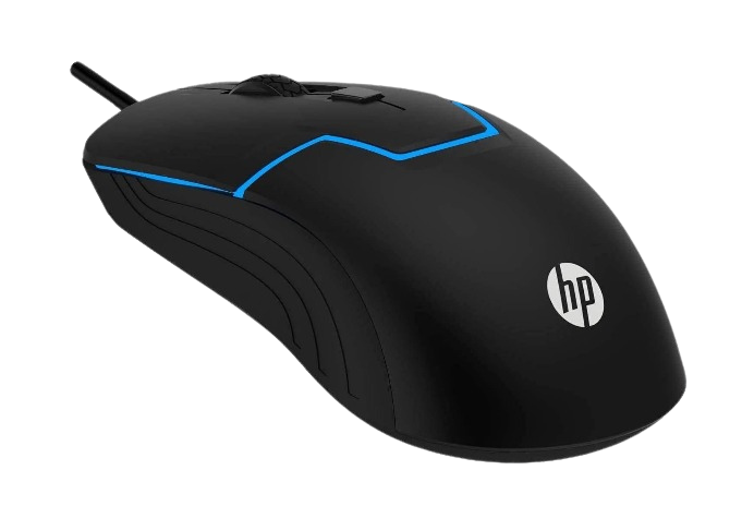 HP M100 Gaming Optical Mouse with LED Backlight and Adjustable 1000/1600 DPI Settings, 4 Buttons and Press Life Up to 5 Million Clicks - Black