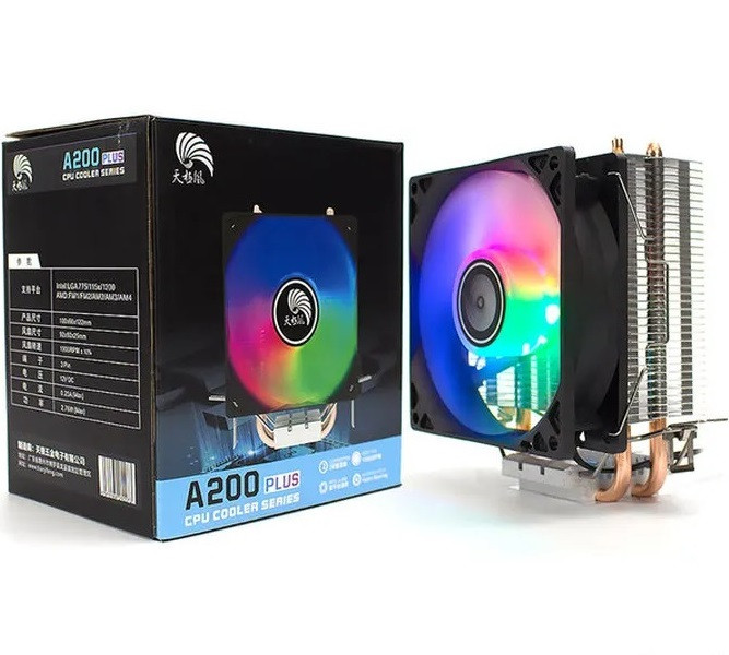A200 PLUS CPU COOLER SERIES air-cooled heat sink, dazzling 9cm fan, easy installation on multiple platforms