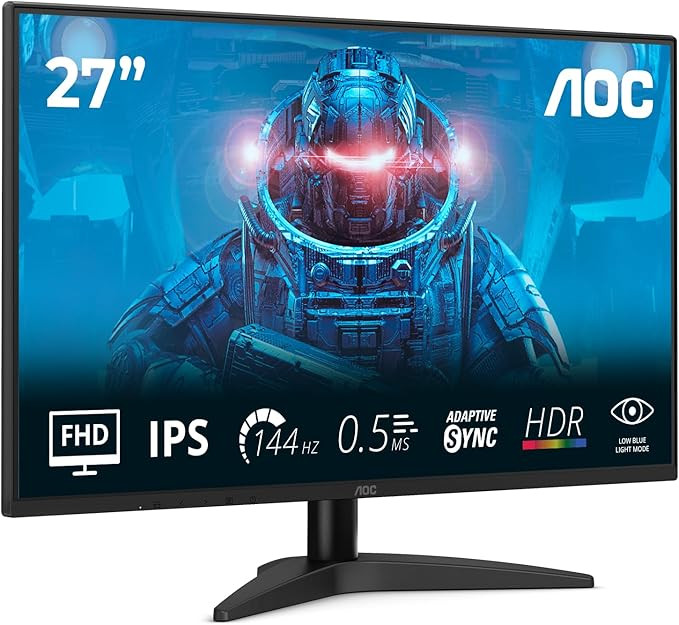 AOC 27B36X 27 Inch Gaming Monitor, 144Hz, IPS , 0.5ms MPRT , Adaptive Sync , HDR10 , SRGB 128.4% ( FHD 1920x1080 ) Black