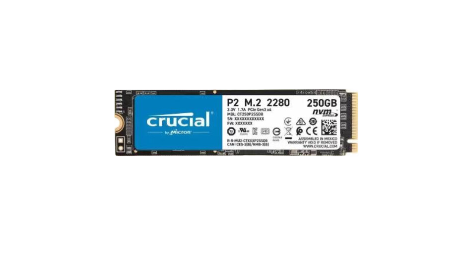 Crucial P2 250GB 3D NAND NVMe PCIe M.2 SSD Up to 2400MB/s