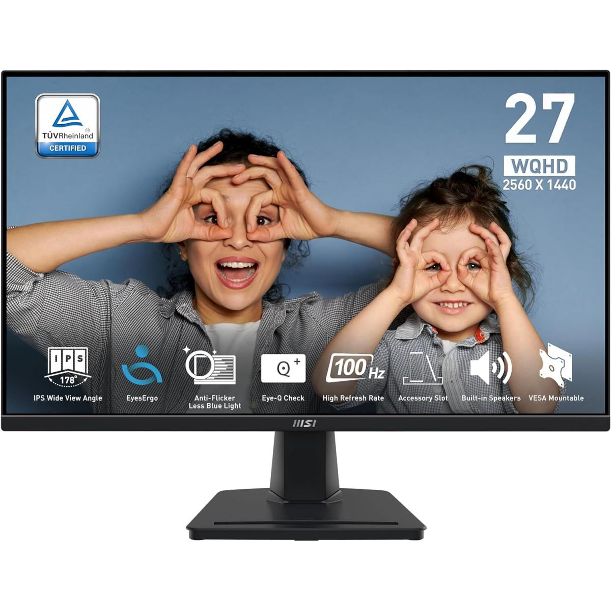 Monitor MSI PRO MP275Q 27 inch IPS 2560 x 1440 (WQHD) HDMI & DP HDR Ready Built-In Speaker