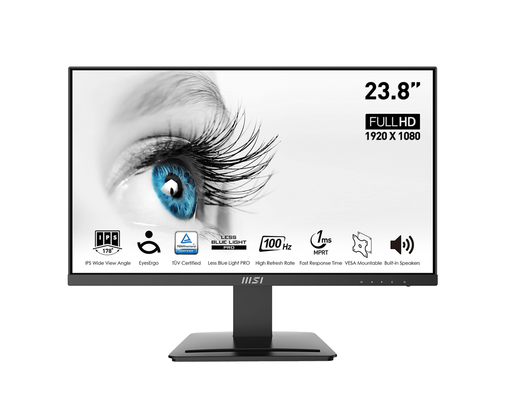 MSI Pro MP243X 23.8" 1920 x 1080 (FHD) IPS 100Hz 1ms HDMI 1.4 \ DP 1.2a with Built-In Speakers Flat Monitor - Black