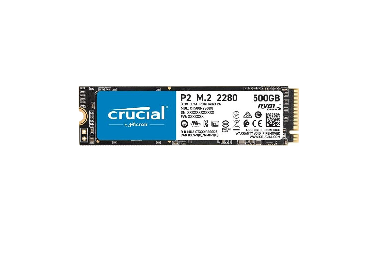 Crucial P2 500GB 3D NAND NVMe PCIe M.2 SSD Up to 2400MB/s