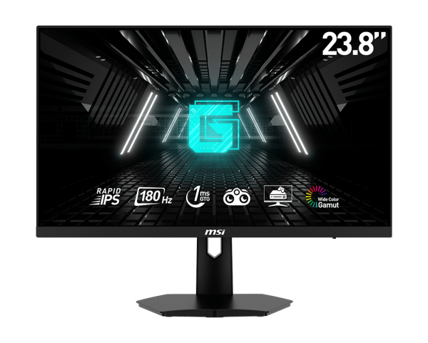 MSI Gaming Monitor G244F E2 Flat, 23.8” 1920 x 1080 FHD, 180Hz, 1ms IPS FreeSync Premium, adjustable, Brightness 300 Black